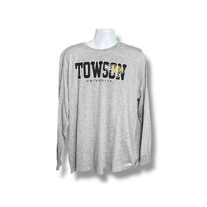 Russell Athletic Long Sleeve Gray T-shirt Towson University Tiger Graphic Tee XL